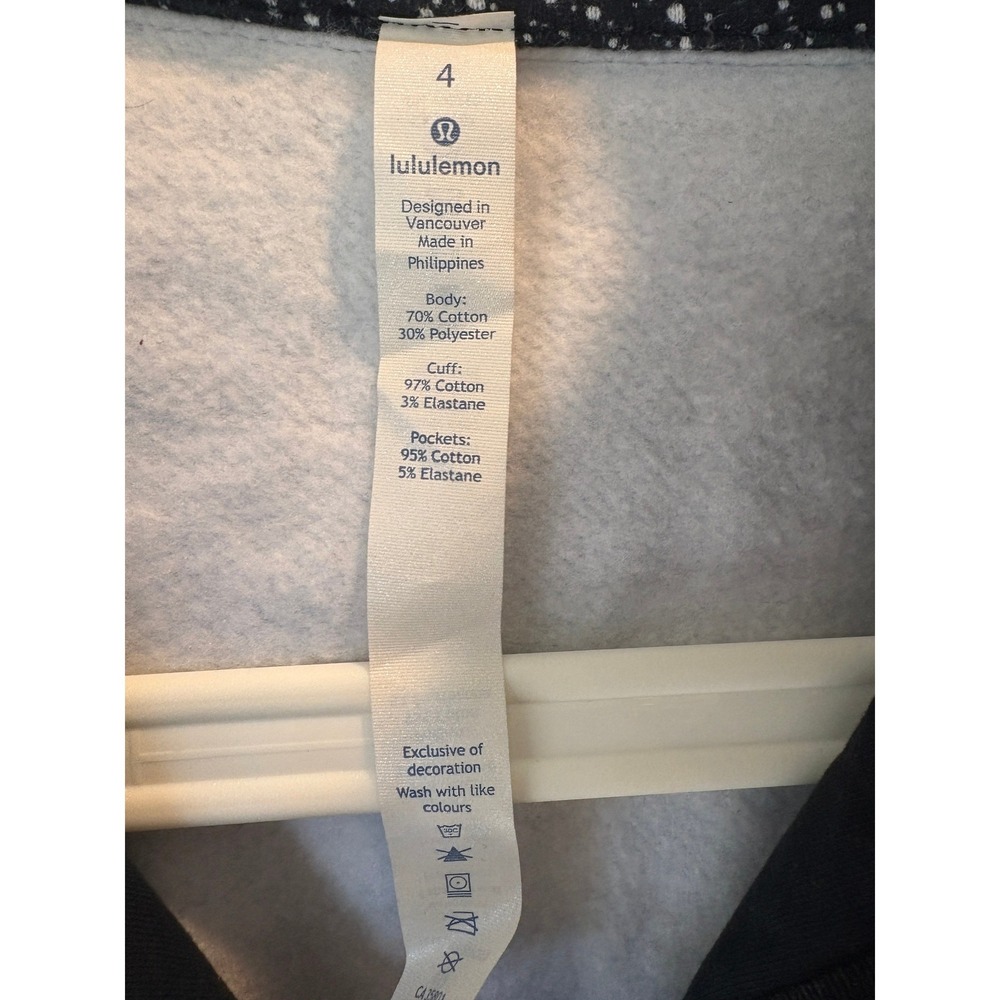 Lululemon Scuba Hoodie‎ Full Zip Black White Star Crushed Speckled Jacket Size 4 - Picture 8 of 11